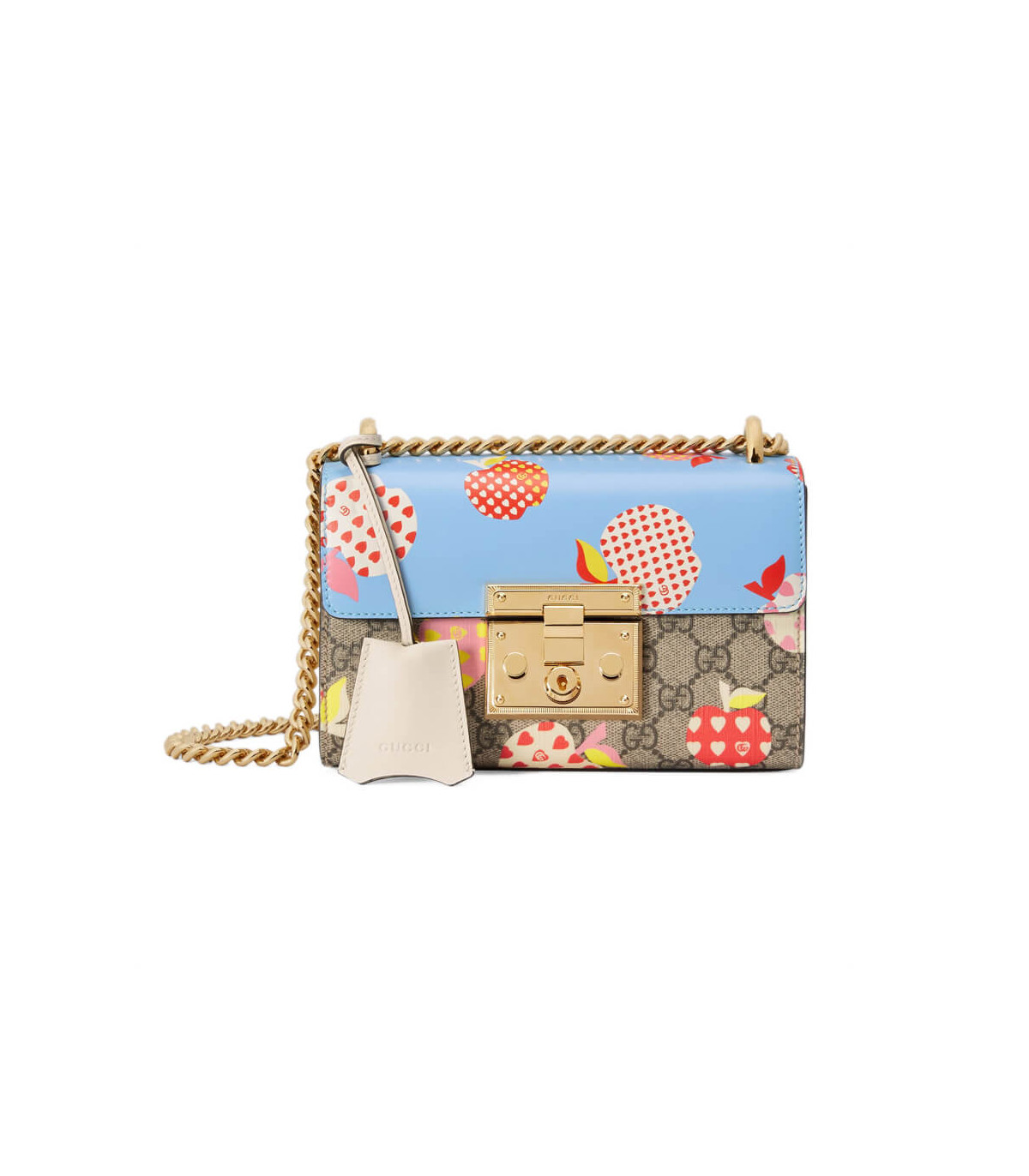 Gucci Padlock Heart Apple Pattern Small Shoulder Bag Blue