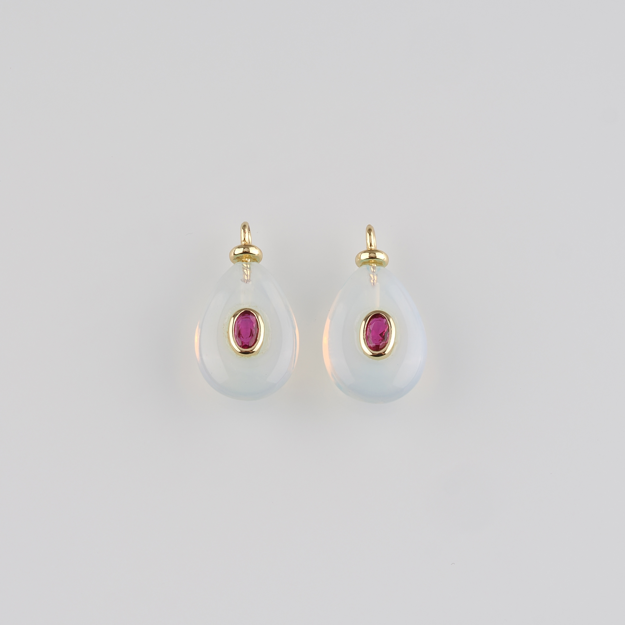 18K Gold Filled Teardrop Pendant,Natural Stone Charm Earrings Necklace for DIY Jewelry Making Supply