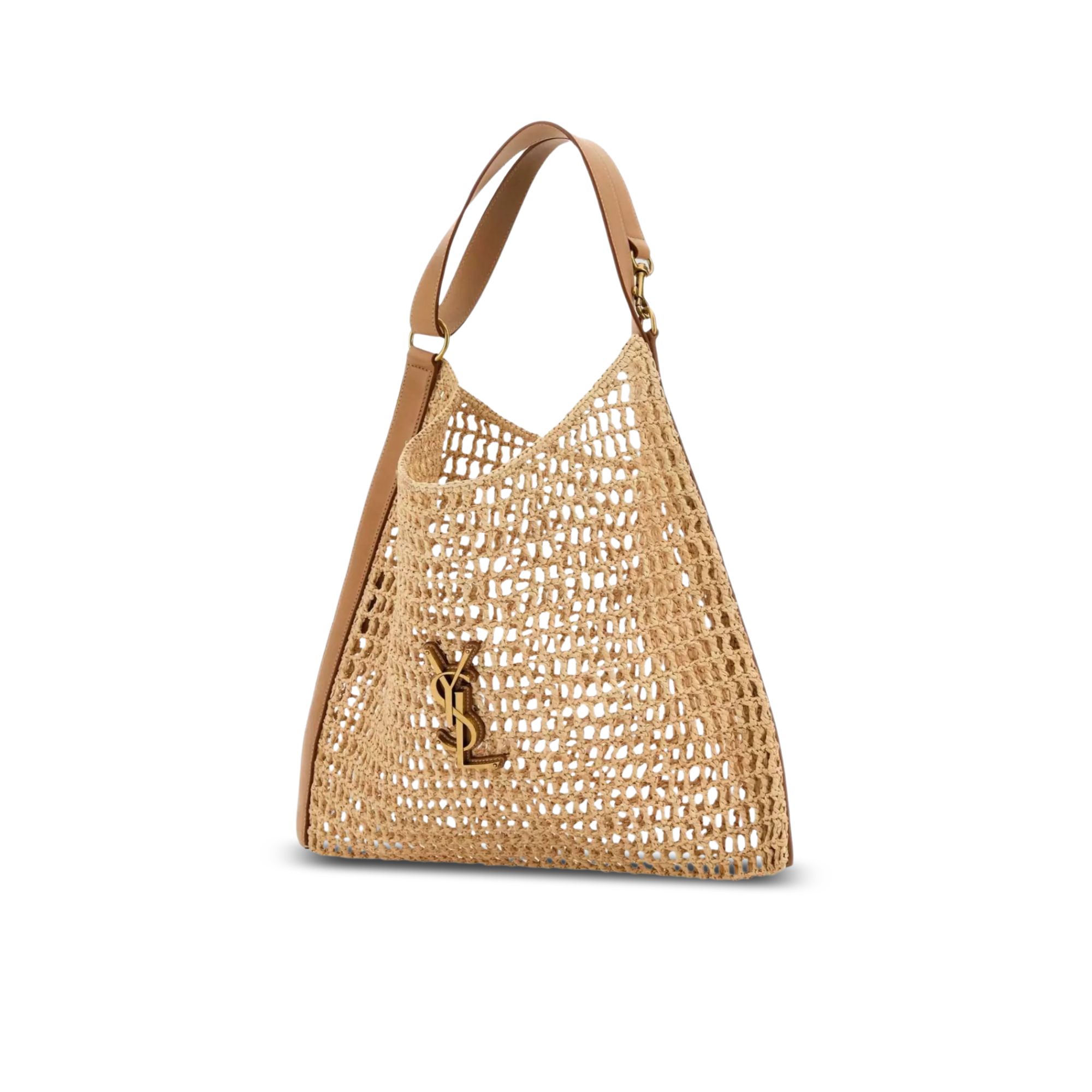 Saint Laurent Raffia And Leather Oxalis Shopping Bag 40cm/15.7in