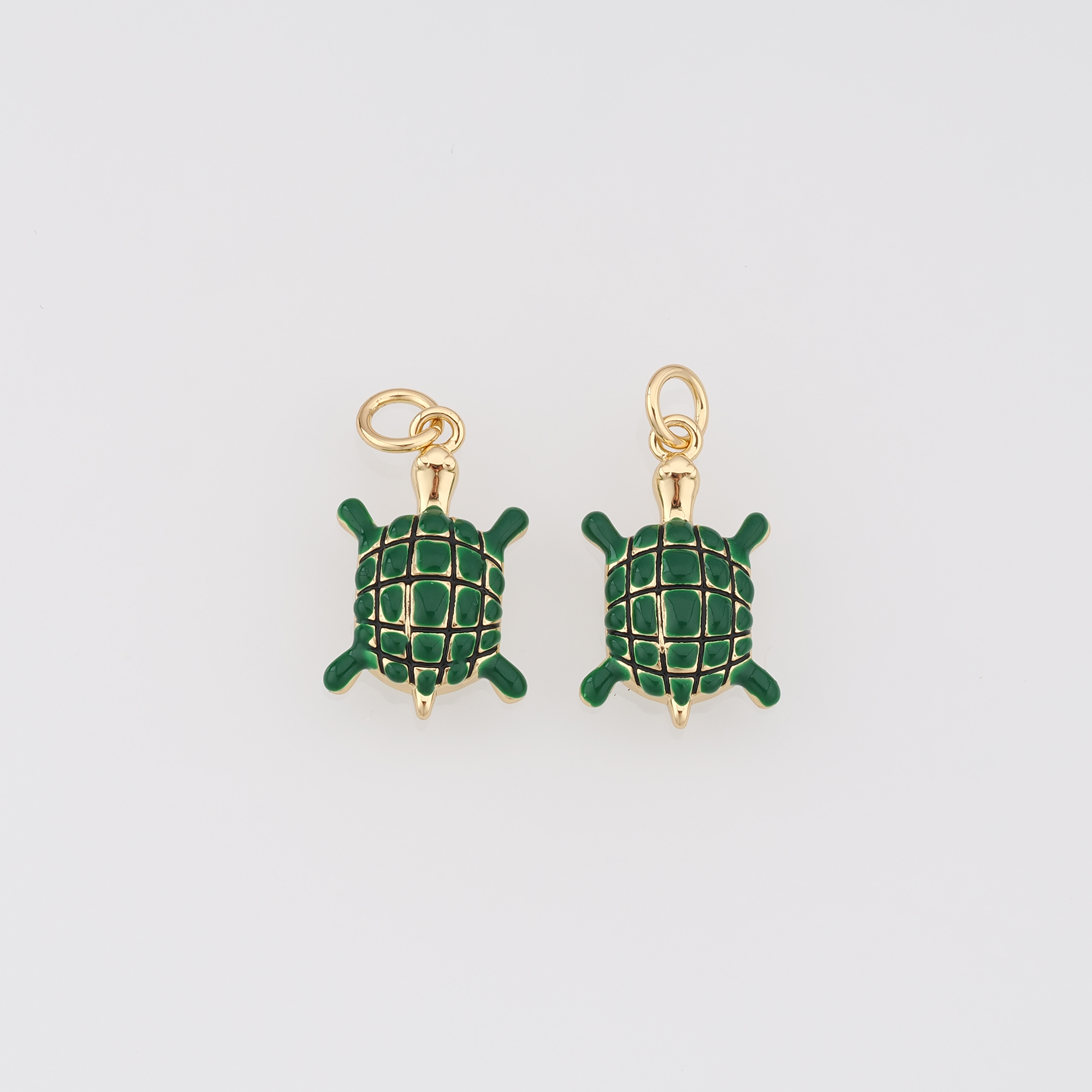 18K Gold Filled Turtle Pendant,Enamel Turtle Charm Earrings Necklace for DIY Jewelry Making Supply