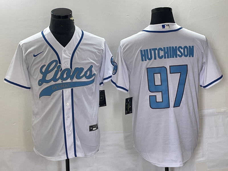 Men's Detroit Lions Aidan Hutchinson #97 White Player Jersey
