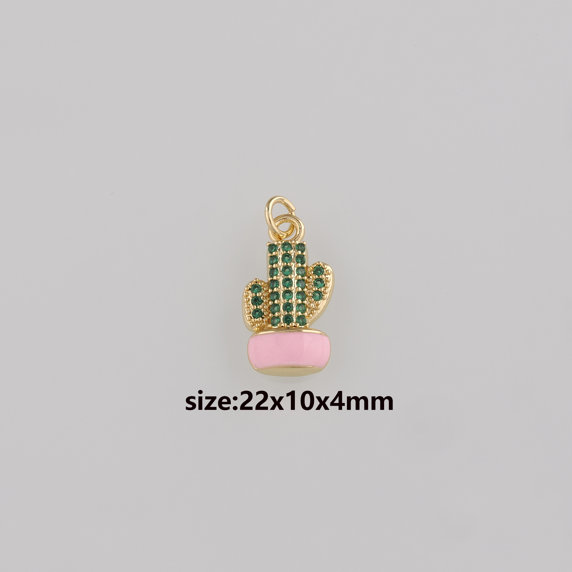 18K Gold Filled Cactus Pendant,CZ Micro Pave Cactus Charm Earrings Necklace for DIY Jewelry Making Supply