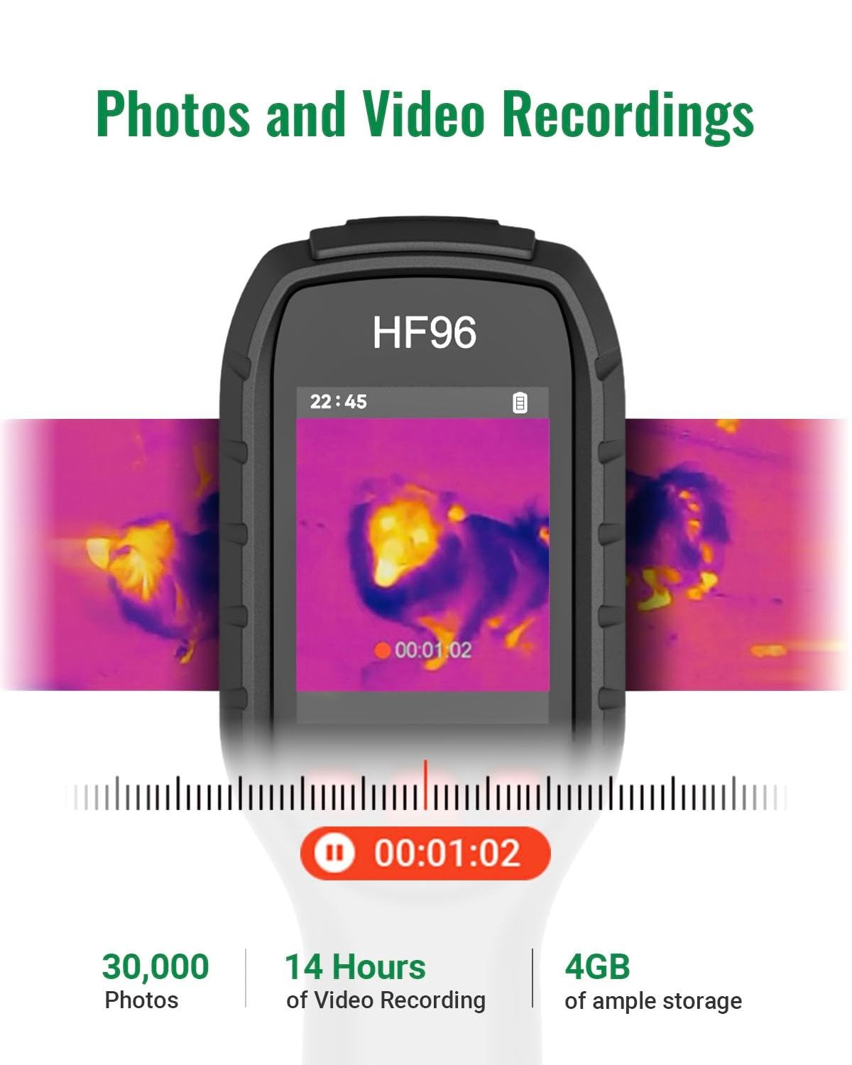 Thermal Camera with Laser Pointer, Intelligent Scene Detection, Super Resolution 240 x 240, -4°F~1022°F, Thermal Imaging Camera 96 x 96 IR Resolution, 25 HZ Infrared Camera, 11h Runtime