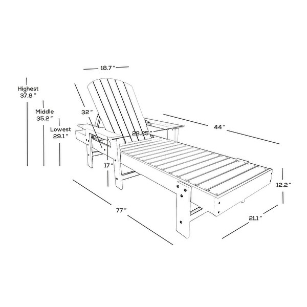 Polytrends Altura Poly EcoFriendly All Weather Reclining Chaise Lounge with Arms
