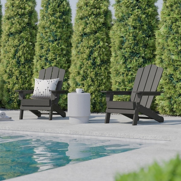 Set of 4 Commercial AllWeather Adirondack Chairs with Cupholders