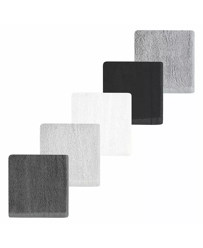 Hudson Baby Unisex Baby Rayon from Bamboo Bib, Burp Cloth and Washcloth 10Pk, Black White
