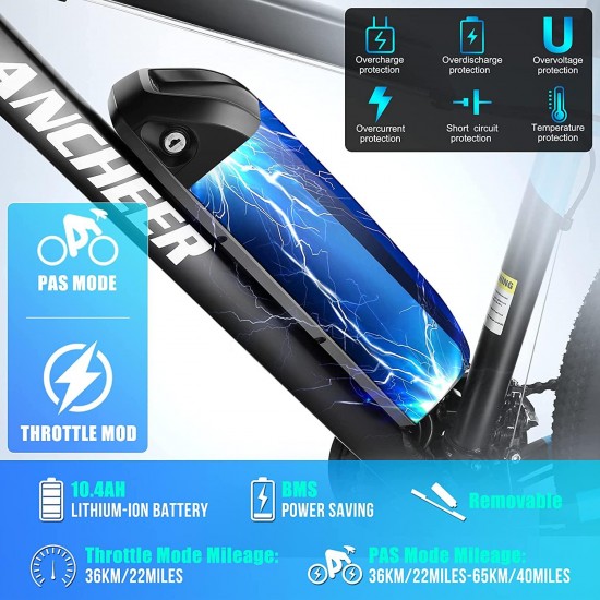 350/500W Electric Bike 27.5” Adults Electric Commuter Bike/Electric Mountain Bike, 36/48V Ebike with Removable 10/10.4Ah Battery, Professional 21/24 Speed Gears
