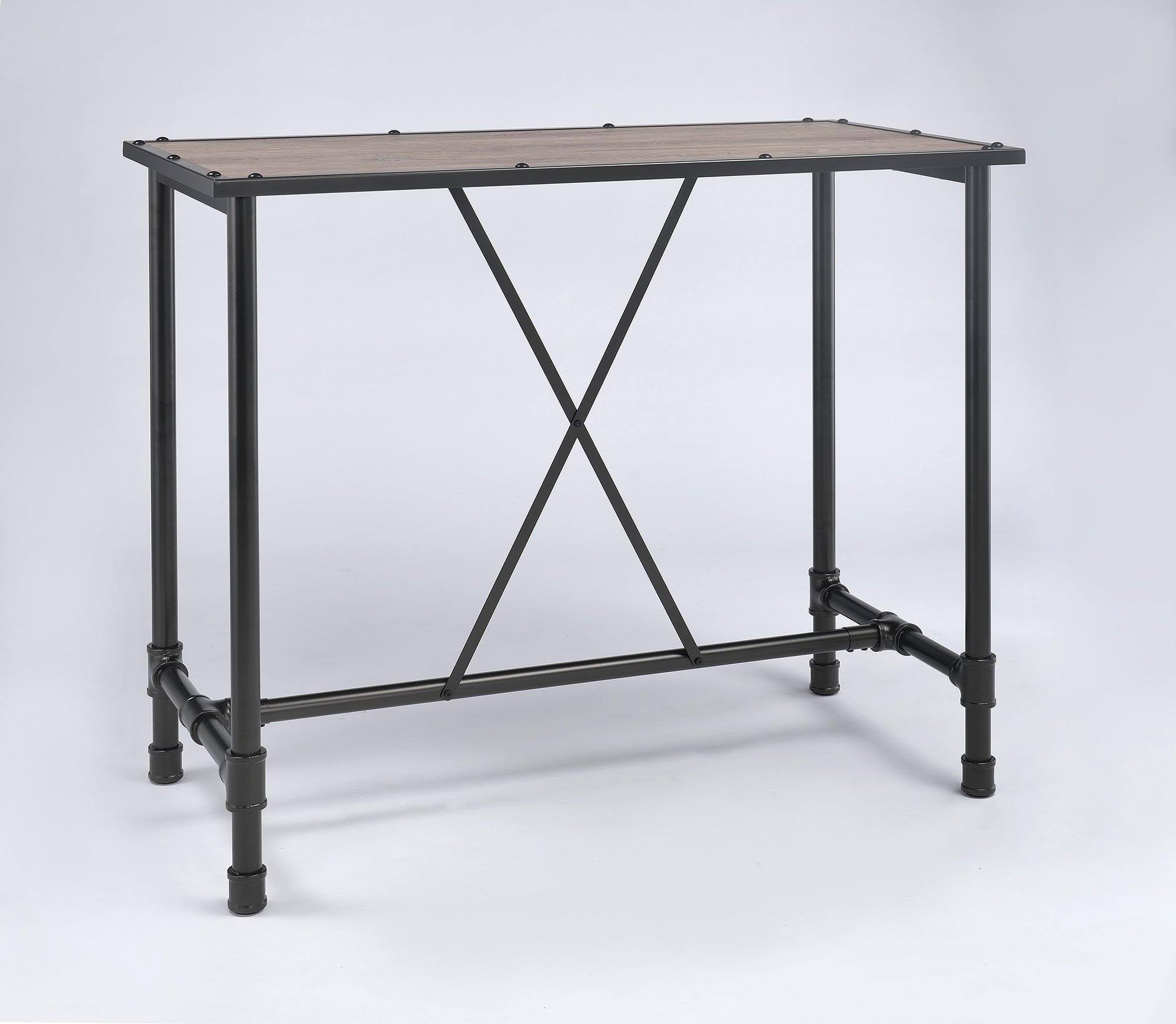 Oak and Black Bar Table