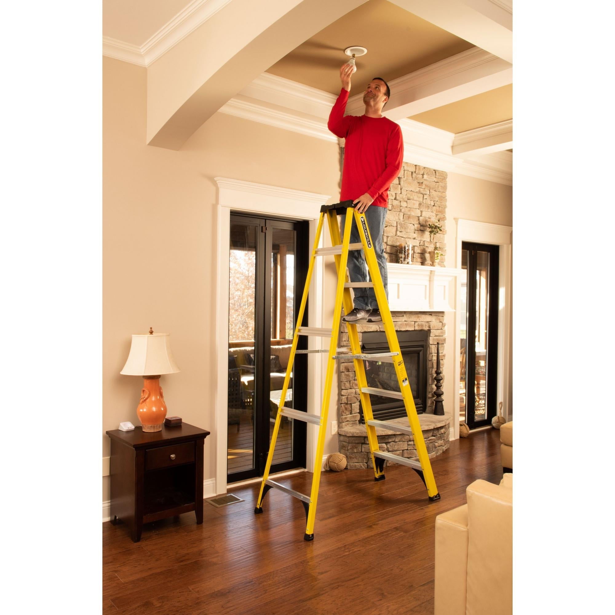 Louisville Ladder 8′ Fiberglass Step Ladder, 12′ Reach, 250 lbs Load Capacity, W-3118-08