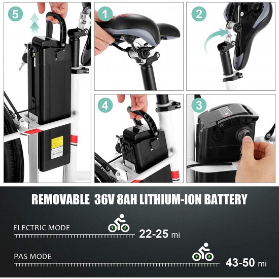 Electric Bike 350W Adult Electric Bicycle 26″ Electric Cruiser Bike/Electric City Bike with Removable 8Ah Lithium-Ion Battery, 7 Speed