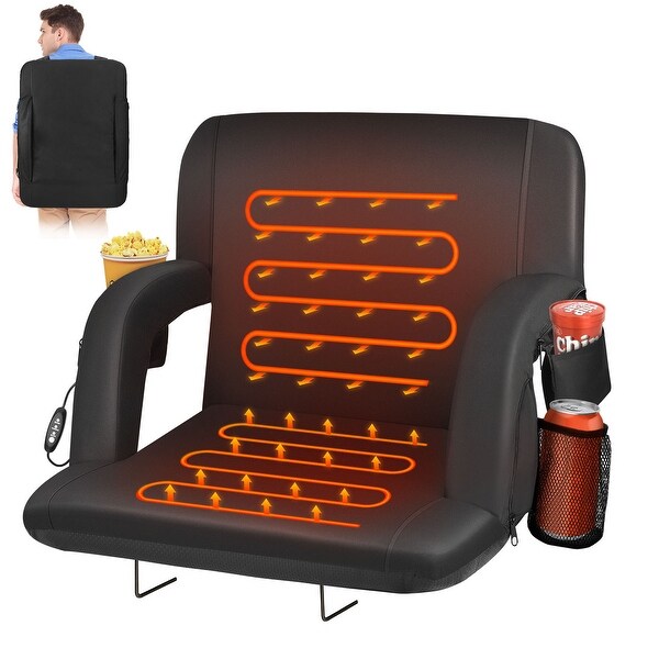 Heated Stadium Seats for Bleachers with Back Support and Wide Cushion,Extra Portable Bleacher Seat Foldable Stadium Chair
