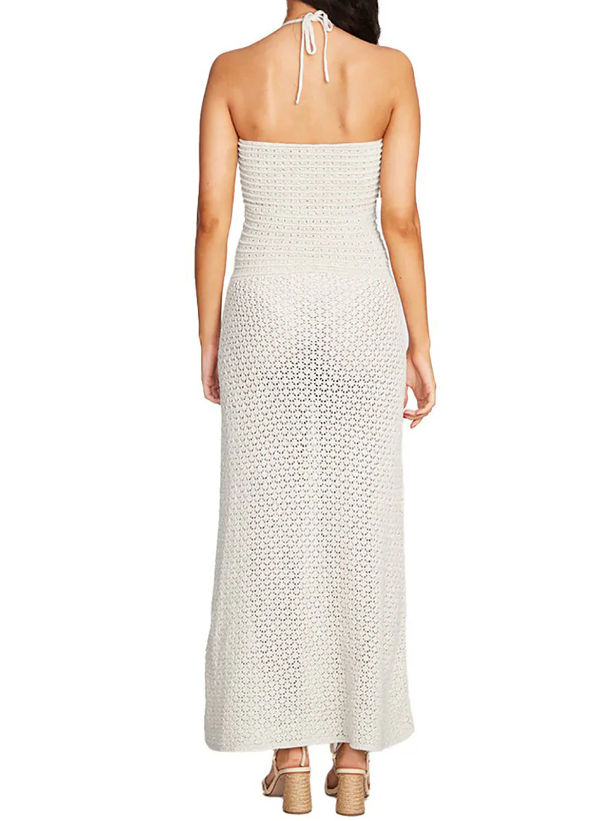 Crochet Maxi Dress with Cutout & Tie FrontClistos