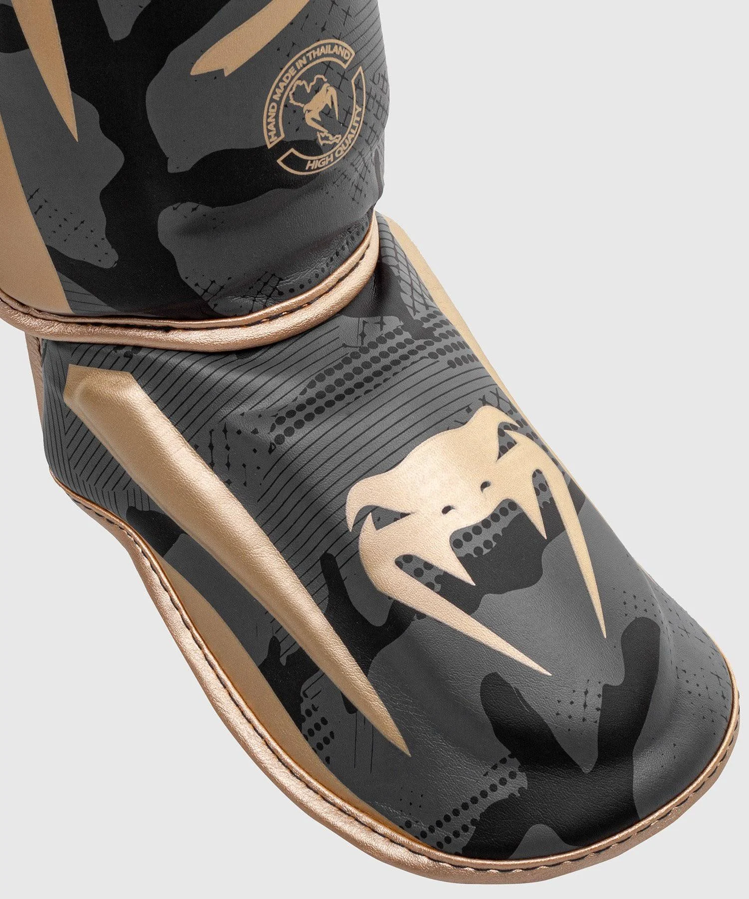 Venum Elite Shin Guards - Dark Camo/Gold - XL