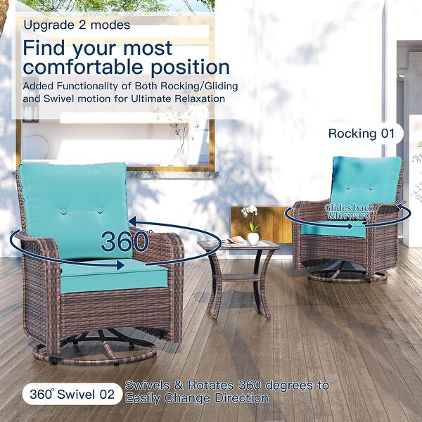 Patio Furniture Sectional Sofa Set,PE Rattan Swivel Rocking Chairs Patio Conversation Set