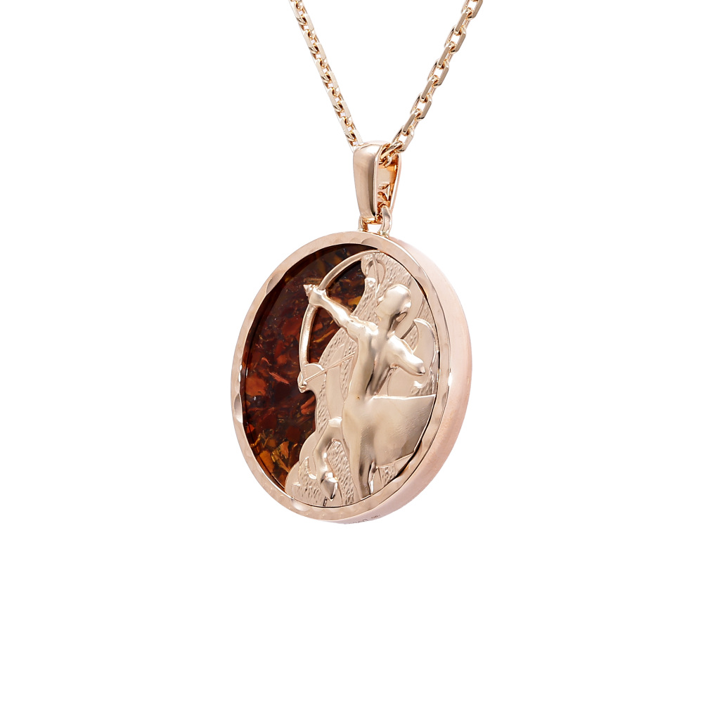 Van Cleef & Arpels Zodiac Sagittarius Necklace 18K Rose Gold Pietersite VCARP9R700