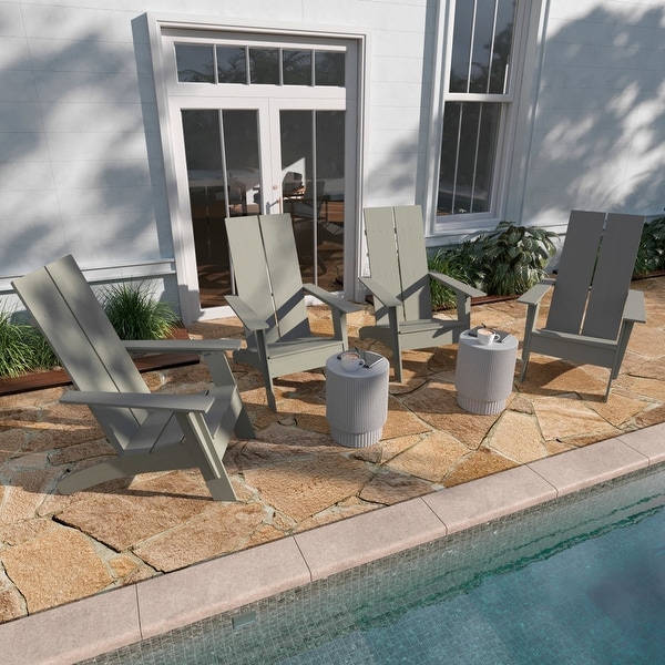 Modern Dual Slat Back Adirondack Style Chairs,Set of 4