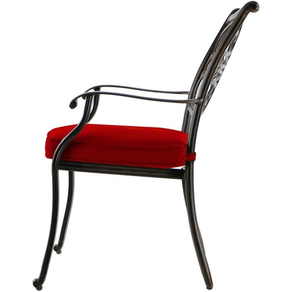 Cambridge Seasons 7Piece Dining Set in Red with 2 Swivel Rockers,4 Dining Chairs,and a 72In. x 38In. Casttop Table