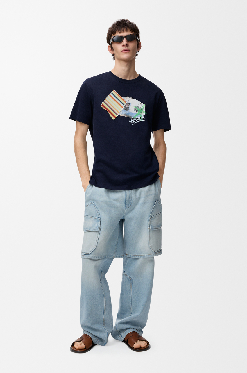 LOEWE T-shirt in lightweight technical cotton featuring an embroidered and appliqué motif placed at the front