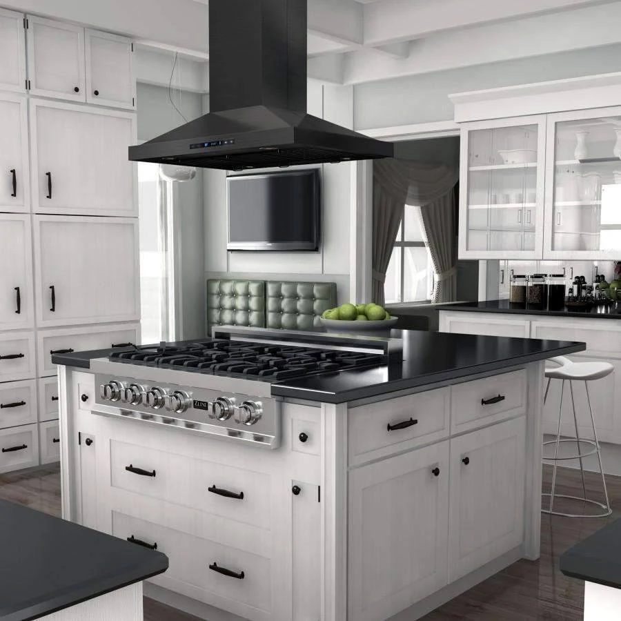 ZLINE 30 in. Island Mount Range Hood in Black Stainless Steel (BSGL2i-30)