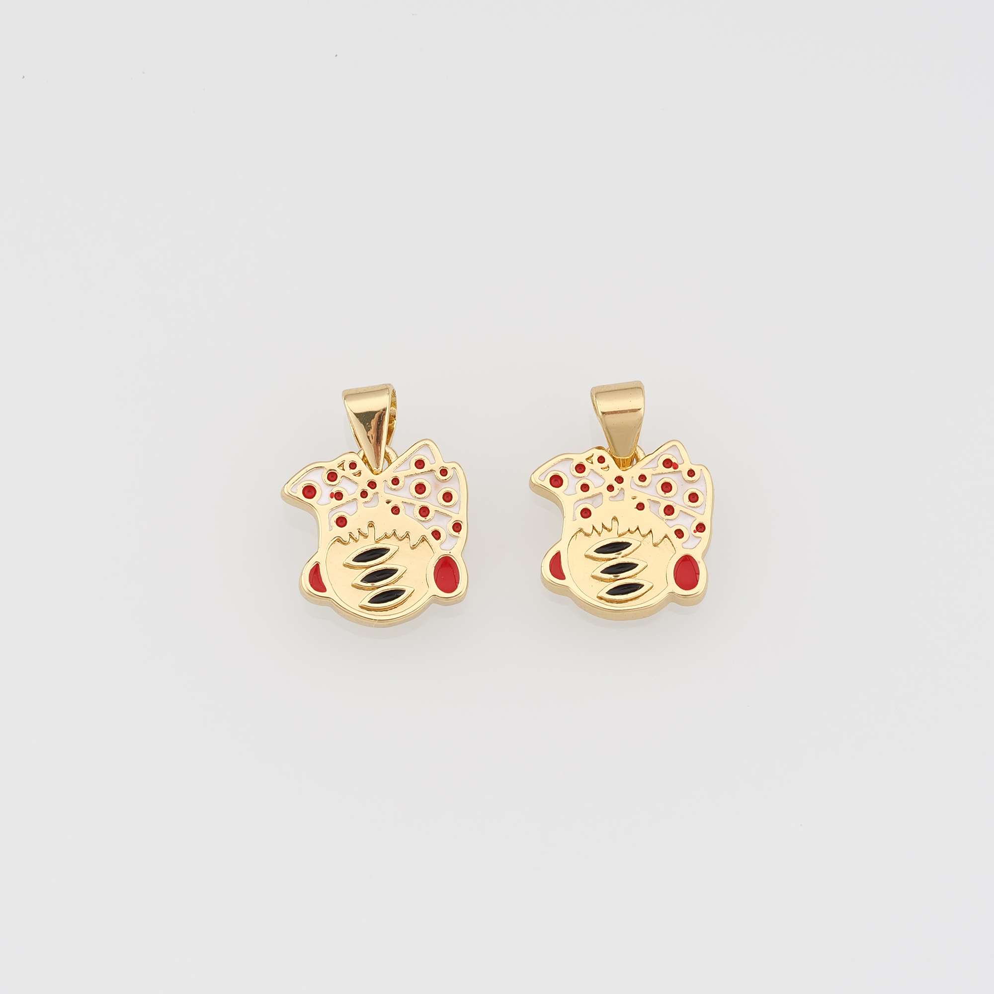 18K Gold Filled Geometric Pendant,Enamel Geometric Charm Earrings Necklace for DIY Jewelry Making Supply
