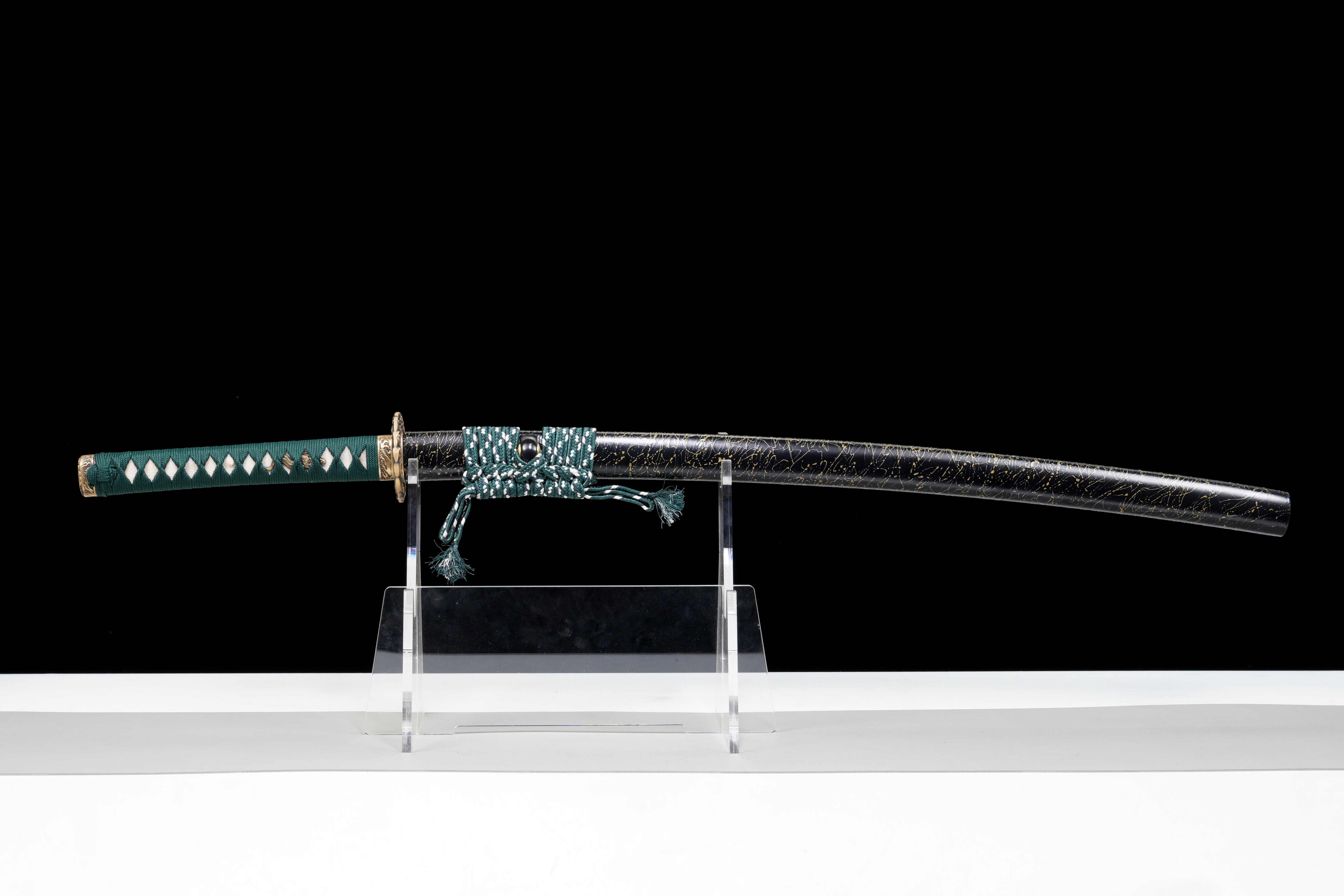 Handmade Katana T10 Steel Clay Tempered Blue Blade Azure Cloud Full Tang
