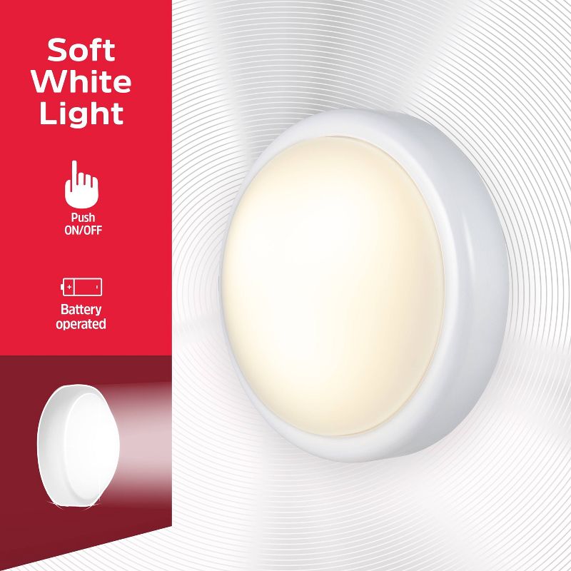 Energizer Utility LED Tap Light: Stick On Touch Light for Closet, Battery Operated, White