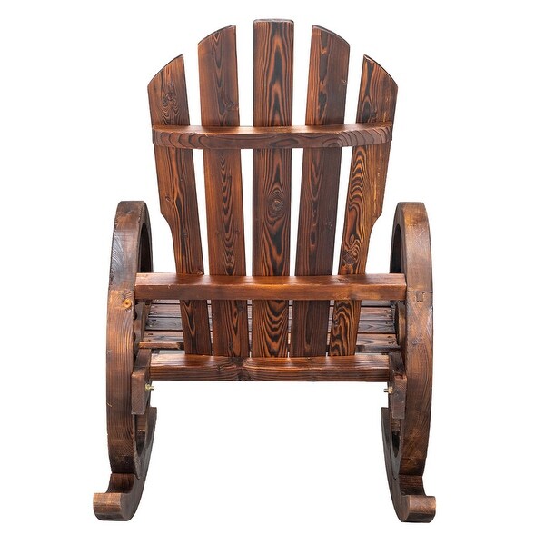 Karlhome Wagon Wheel Wood Adirondack Rocking Chair (Set of 2)