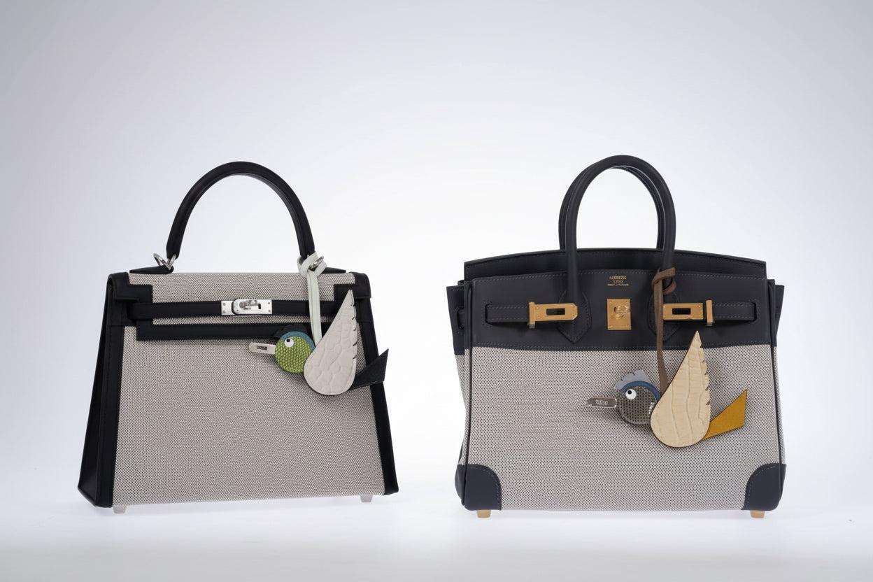 Hermès Kelly 25 Sellier Toile H Noir Swift Palladium Hardware