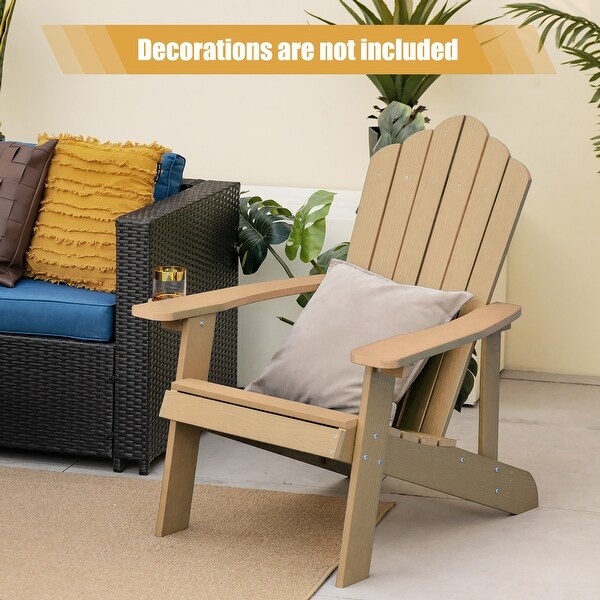 Costway Patio HIPS Adirondack Chair with Cup Holder Weather Resistant