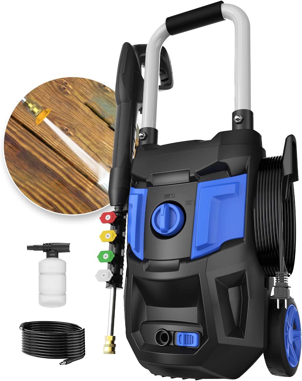 Electric Pressure Washer - 4200PSI Max 2.8GPM with 25FT Hose,35FT Cord High Power Washers Powered 4 Nozzles for Patios Car Garden
