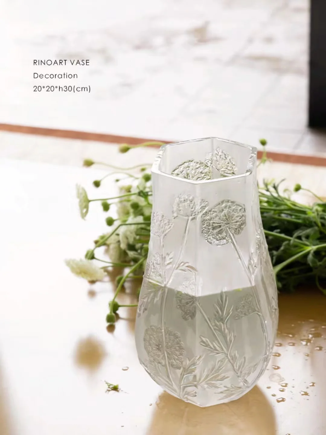 DC285 - Heavy Pure Crystal! Rare Vintage Hexagonal Vase Flower Arrangement Flower Pot Entrance Decoration