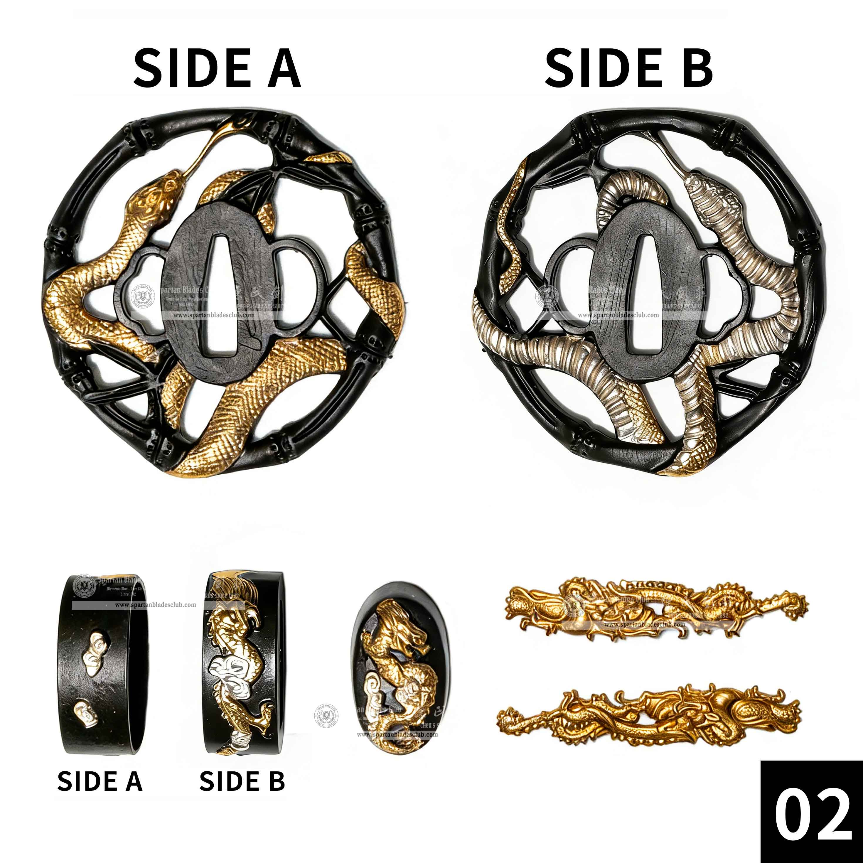 Custom Your Katana | Snake | Complete Set Fittings (Brass Gilded) | Spartan Blades Club | CHEN'S SWORDS 1892 - Spartan Blades Club - 陳氏劍莊1892