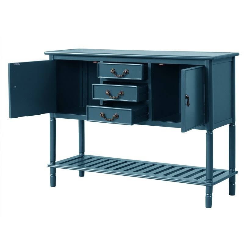 AOOLIVE 45x22 Modern Console Table Desk with 3 Drawers, Light Blue - MDF