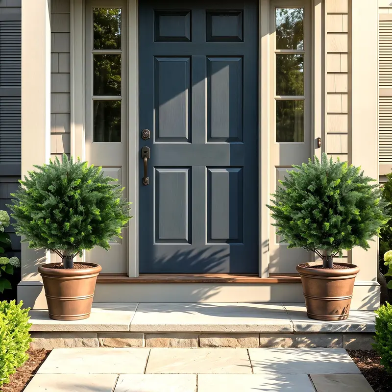 Set of Two 27.5-Inch Artificial Cypress Topiaries – UV-Resistant Patio & Porch Decor