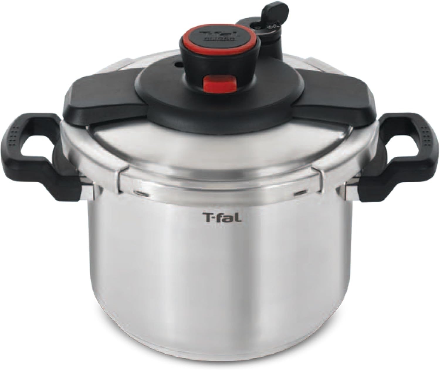 Stainless Steel Pressure Cooker, 6.3 Quart, Recipe Book, Steam Basket, Easy-Open Lid, Secure Locking System, Adjustable Pressure Valve, Induction Cookware, Pots and Pans, Kitchen, Silver