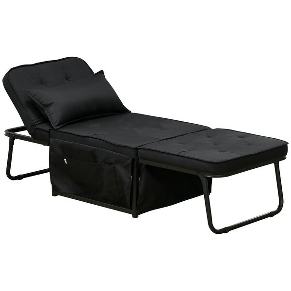 HOMCOM Ottoman Sofa Bed,4 in 1 MultiFunction Button Tufted Folding Sleeper Chair Bed with Adjustable Backrest,Black