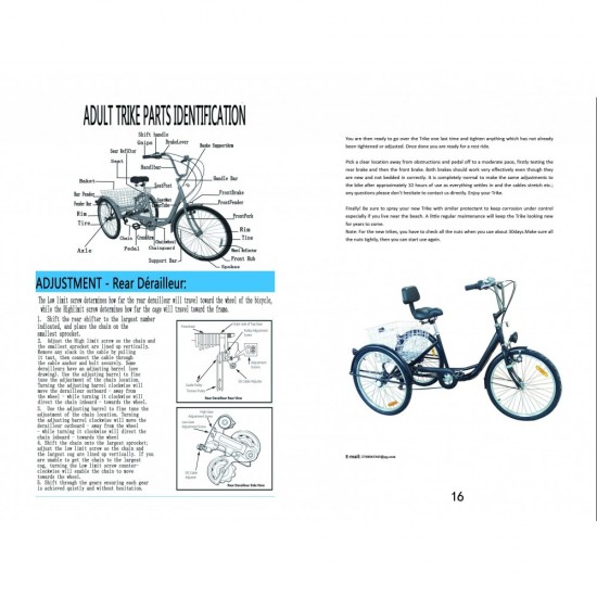 White 7-Speed 24″ With Basket 3-Wheel Tricycle 3 Wheeled Trike Bicycle Cruise Bike Bicycle