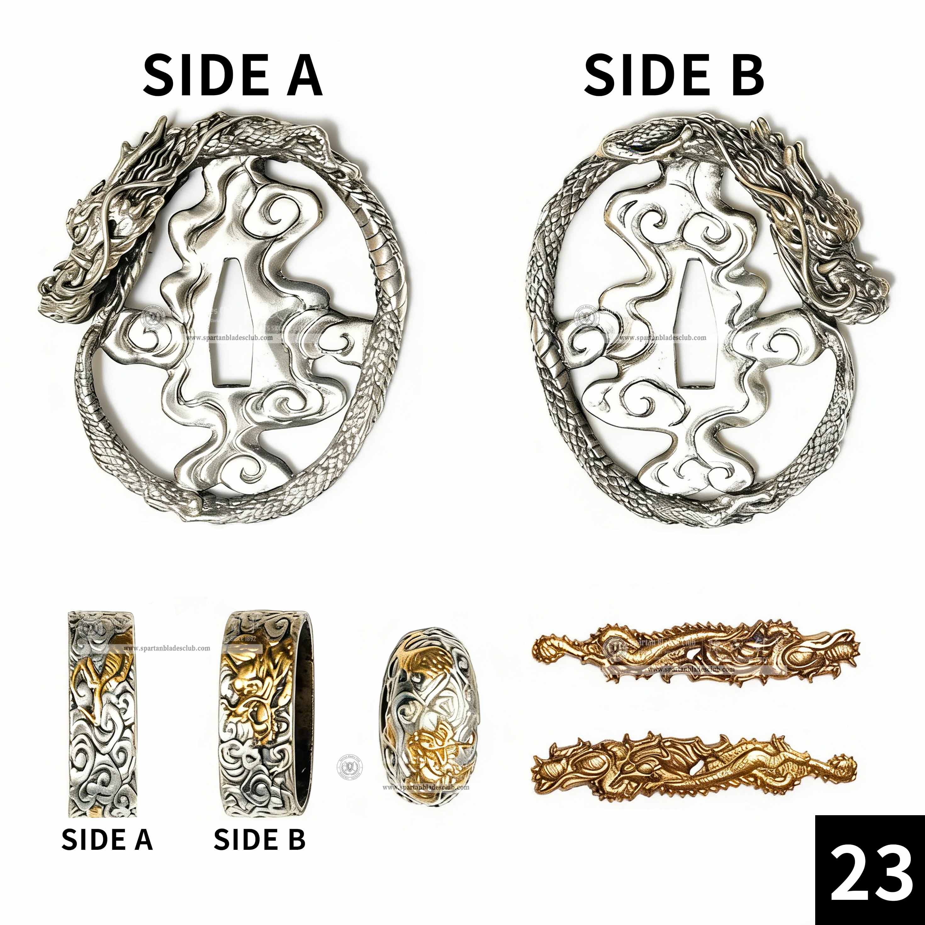 Custom Your Katana | Loong（Chinese Dragon） | Complete Set Fittings (Brass Gilded) | Spartan Blades Club | CHEN'S SWORDS 1892 - Spartan Blades Club - 陳氏劍莊1892