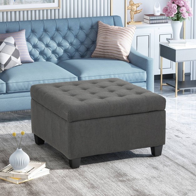 Isabella Contemporary Tufted Fabric Storage Ottoman Christopher Knight Home