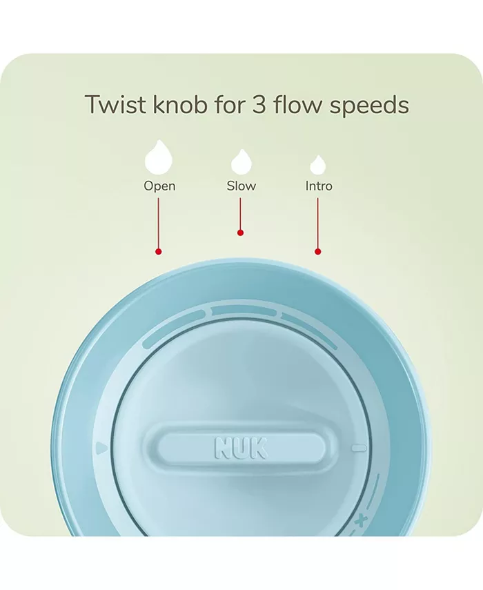 NUK Toddler Sip Trainer Cup, Flow Control, 2 Pack, 8oz, Blue Clouds