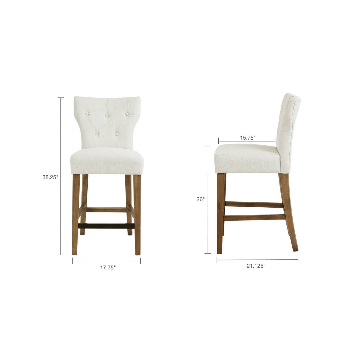 Madison Park Tufted Back Counter Stool, Cream/Natural
