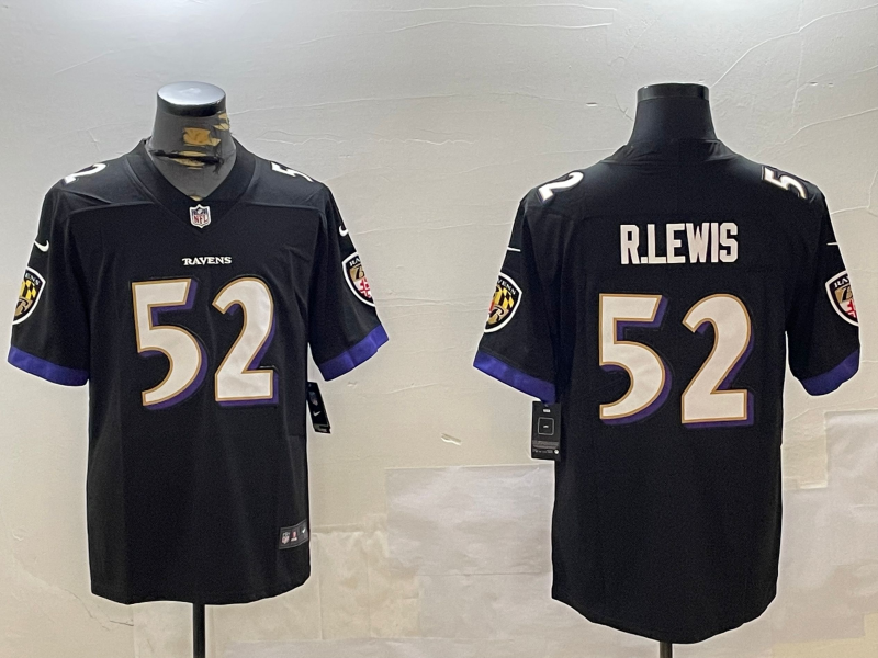 Men's Baltimore Ravens Ray Lewis #52 Black Retired Player Jersey