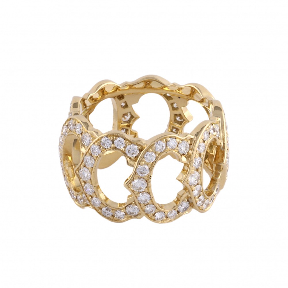 Cartier C Do Full Diamond Ring 18K Yellow Gold