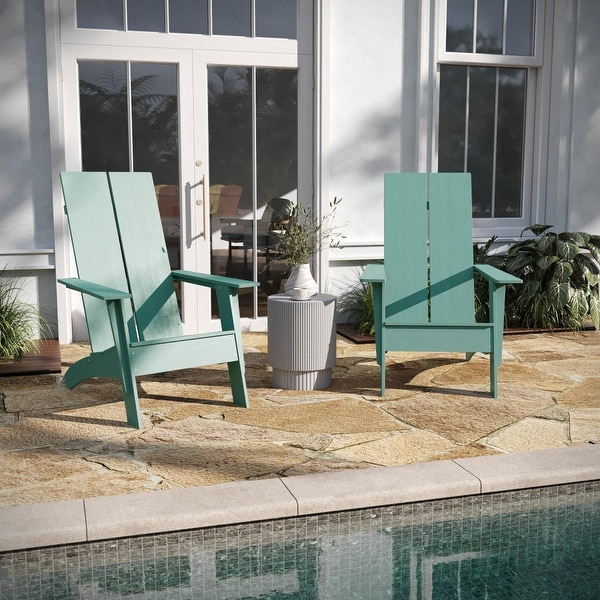 Modern Dual Slat Back Adirondack Style Chairs,Set of 2