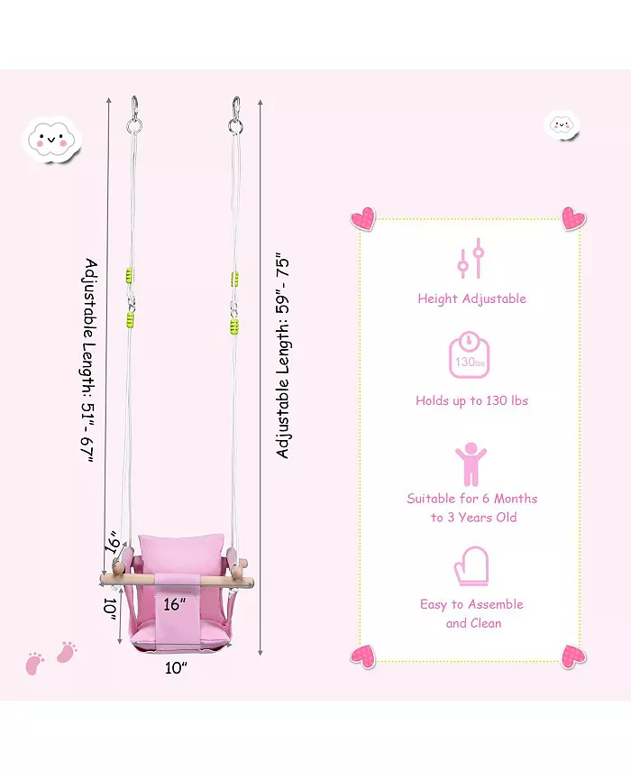 Costway Baby Canvas Hanging Swing Cotton Hammock Toy for Toddler