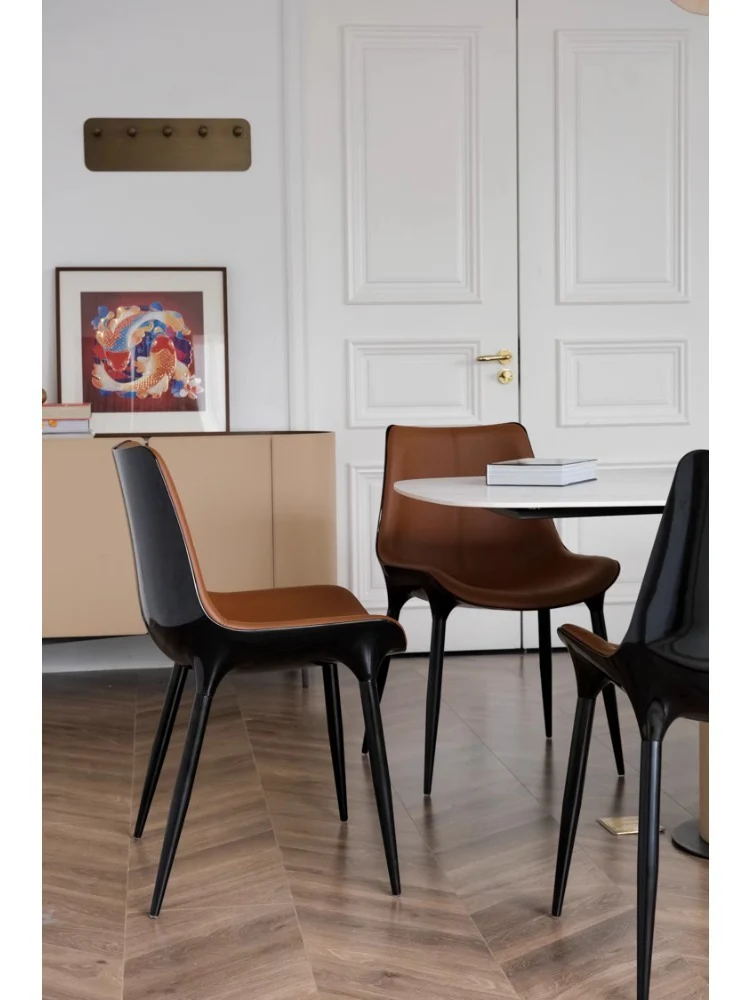 CH033 - Dining Chair - Modern HERM@S Classic Dark Brown Island Green Leather