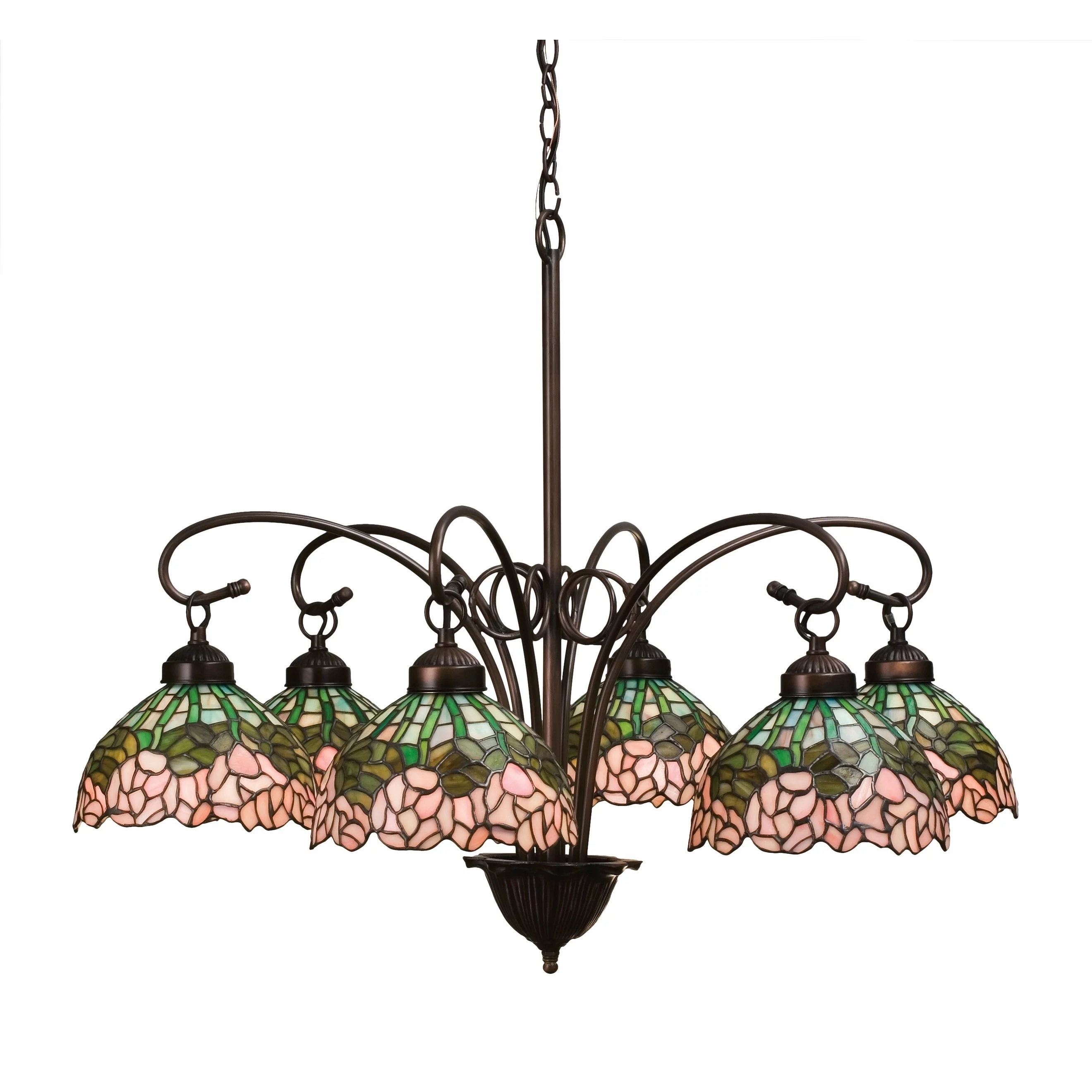 31 Inch Wide cabbage rose 6 lt Chandelier