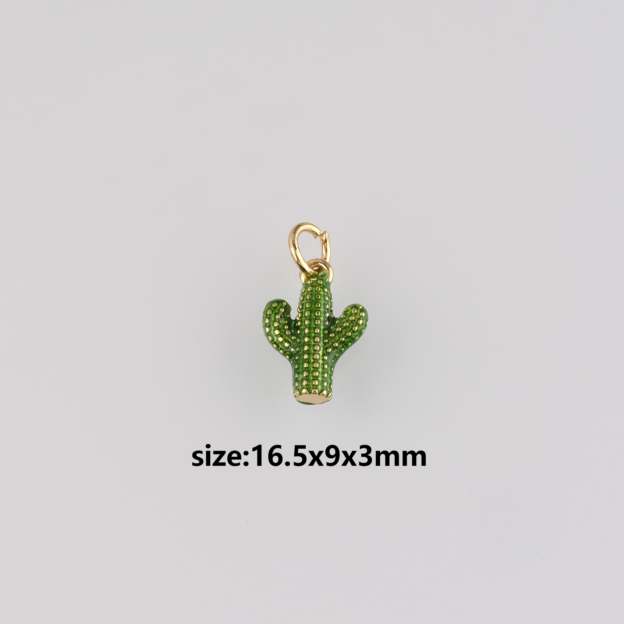 18K Gold Filled Cactus Pendant,Enamel Cactus Charm Earrings Necklace for DIY Jewelry Making Supply