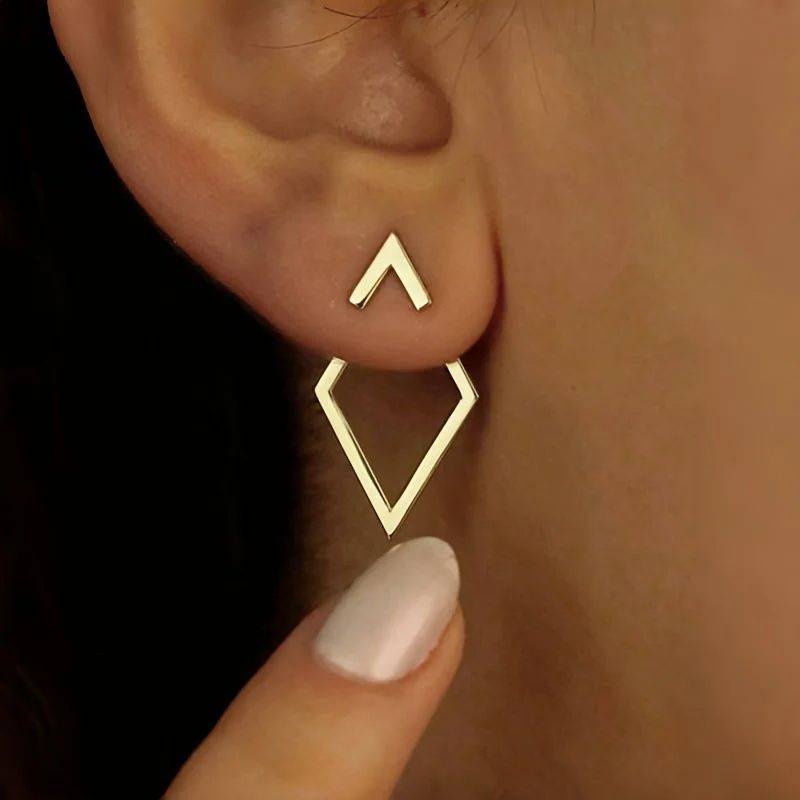Retro Minimalist Geometric Square Detachable Triangles Stud Earrings for Women Fashion Jewelry Accessories Party Gifts