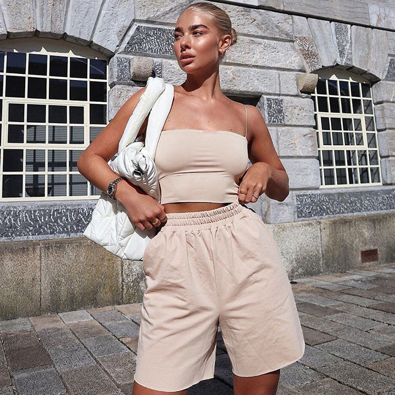 Spaghetti Strap Square Neck Crop TopClistos